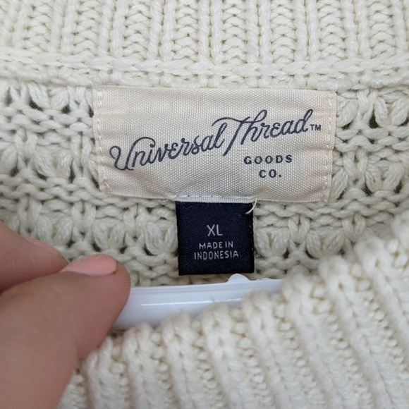 Universal Thread Cream Crew Neck Knit Long Sleeve Sweater Women XL - Picture 3 of 9